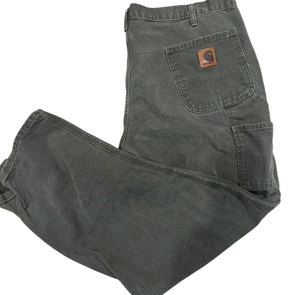 Vintage Carhartt B11 MOS Moss Green Carpenter Canvas Pants Mens 40x30